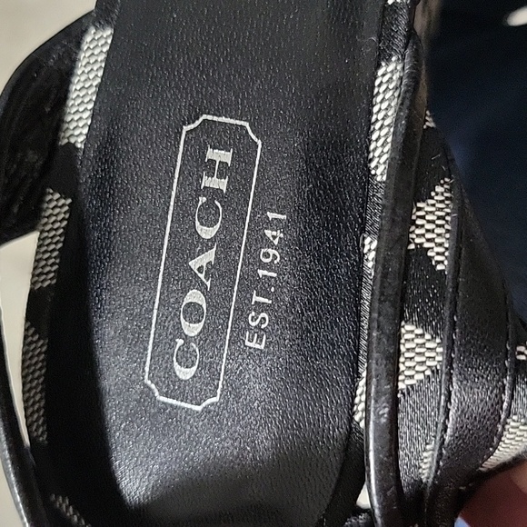 Coach Signature C's 7 1/2 B Maralee Black Platform Wedge Sandals - Picture 8 of 10
